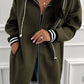 Cuffed Drop Shoulder Zip up Tunic Hoodie