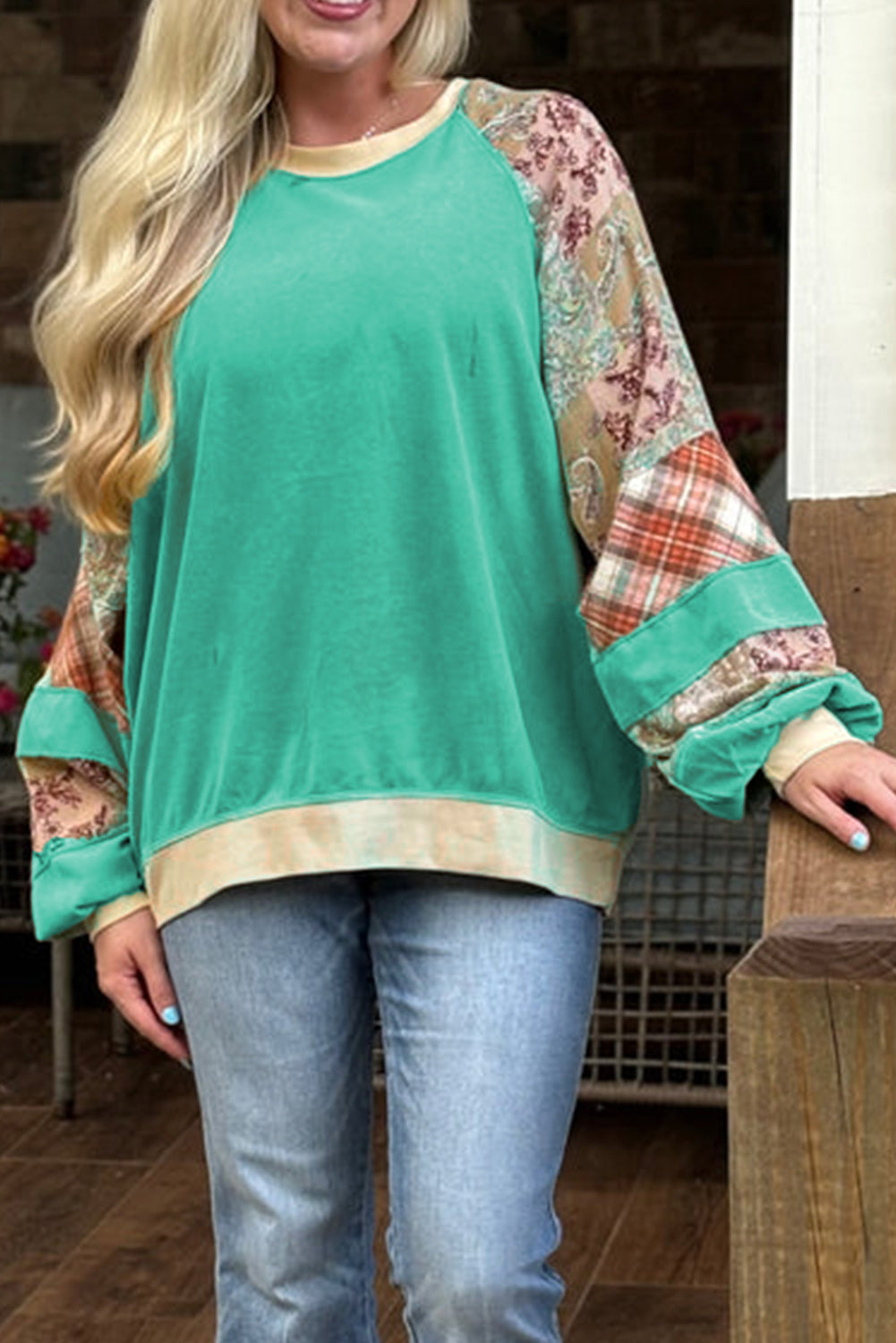 Paisley Patchwork Raglan Top