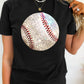 Heat Transfer Baseball Print Cotton Blend T Shirt