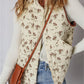 Floral Print Zip Up Quilted Vest