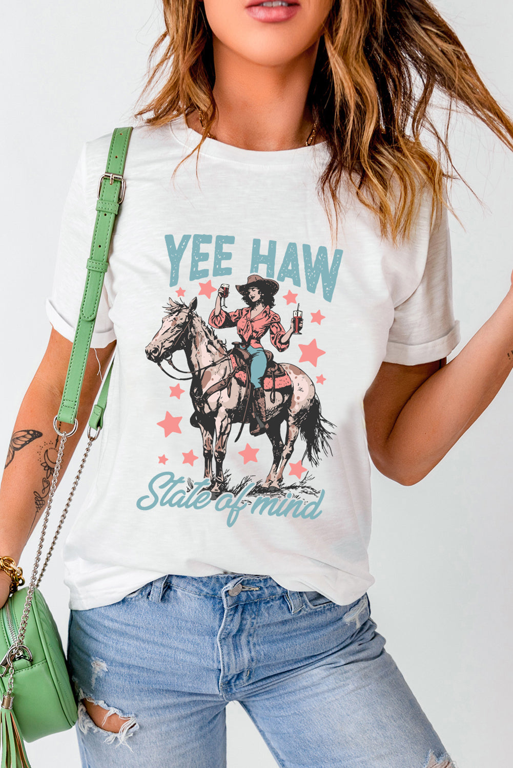 YEE HAW State of mind Cowgirl Graphic Western Fashion Tee