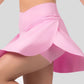 Solid Pocketed Crossover High Waist Swim Skort
