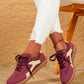 PU Leather Stitched Color Block Casual Lace-Up Sneakers