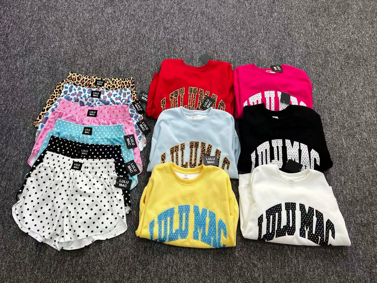 Sweatshirt and Patterned Shorts Set Collection