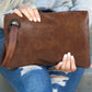 Vintage Leather Oversized Clutch Bag