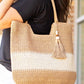 Straw Woven Tassel Decor Tote Bag