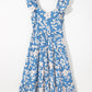 Floral U Neck Flutter Shoulder Tiered Flowy Midi Dress