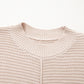 Mixed Texture Patchwork Knitted Puff Sleeve Sweater