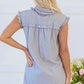 Frilled Sleeveless Collar Front Pocket Button Up Mini Dress