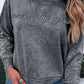 Letter Embroidery Mineral Wash Loose Sweatshirt
