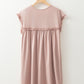 Frilled Trim Crew Neck Loose Fit Mini Dress