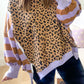 Block Patchwork Leopard Casual Sweatshirt with Slits