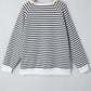 Stripe Raglan Sleeve Side Slits Loose Sweatshirt