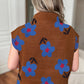 Floral High Neck Sweater Vest