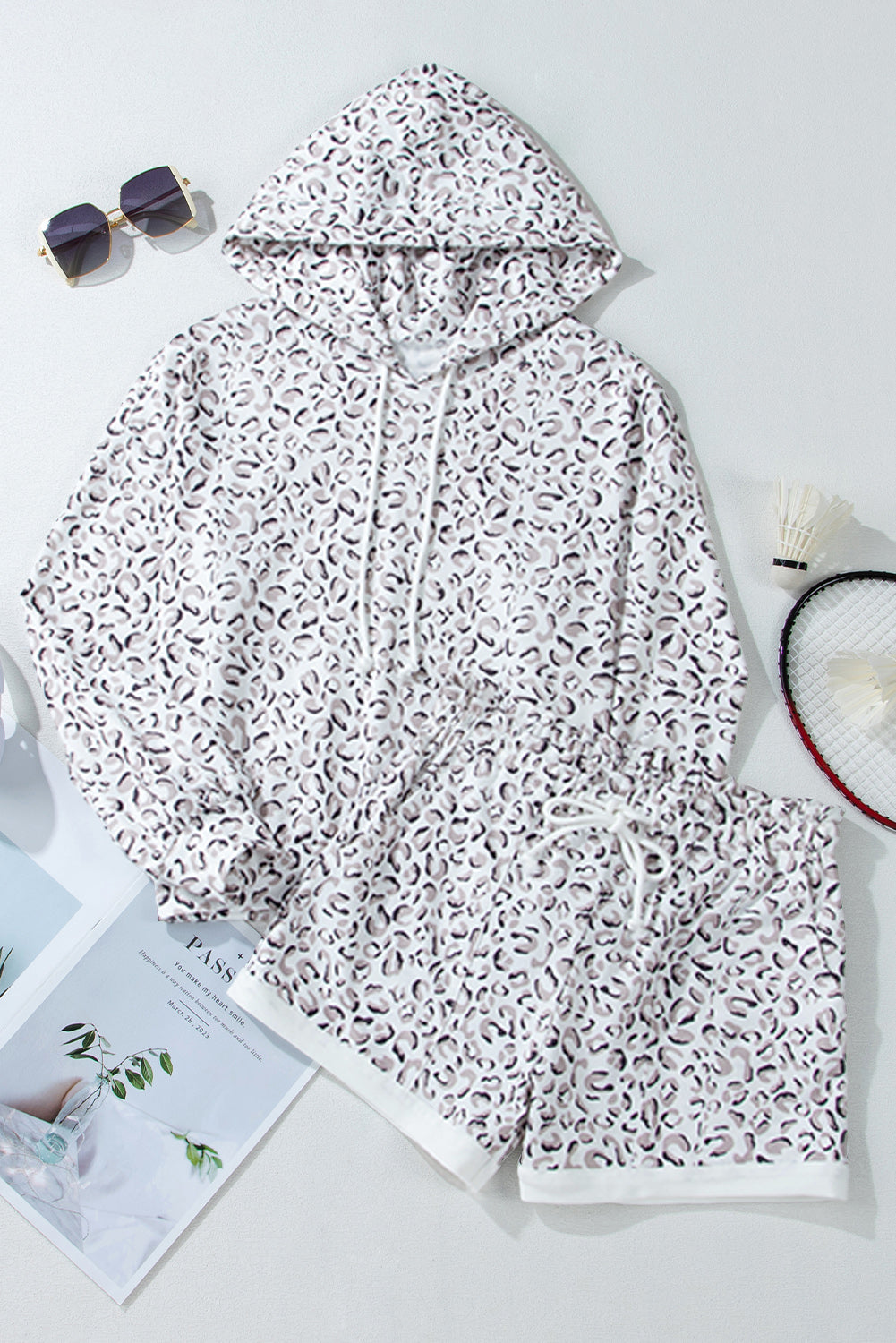 Leopard Hoodie and Shorts Set