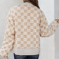 Checker Sherpa Corduroy Patchwork Zip up Collared Jacket
