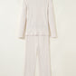 Zip Collar Ribbed Pullover Split Leg Lounge Pants Set