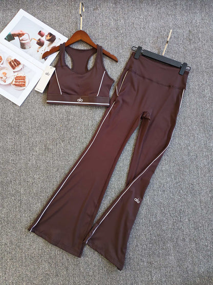 Women's Flared Yoga Pants & Sports Bra 2-Piece Set
