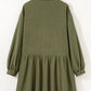 Plus Size Collar Half Button Long Sleeve Ruffle Hem Mini Dress
