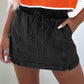 Drawstring High Waist Pocketed Denim Shorts