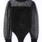 Sheer Dotty Long Sleeve Ribbed Velvet Bodysuit