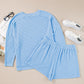 Plus Size Ribbed Top and Drawstring Shorts Set