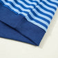 Blue Stripe Drop Shoulder Long Sleeve Pullover Elastic Waist Casual Short Set