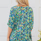 Abstract Print V Neck Half Sleeve Loose Fit Tunic Blouse