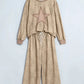 Khaki Leopard Star Print Long Sleeve Loose Casual Two Piece Pants Set