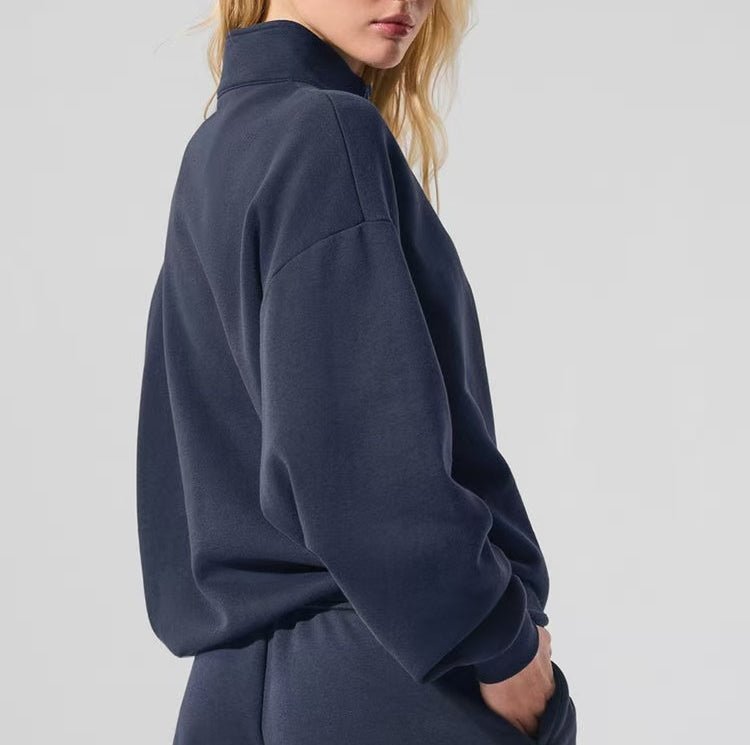 Women's Half-Zip Pullover & Shorts Lounge Set