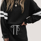 Varsity Stripe Detail Drop Shoulder Pullover Mini Skirt Set