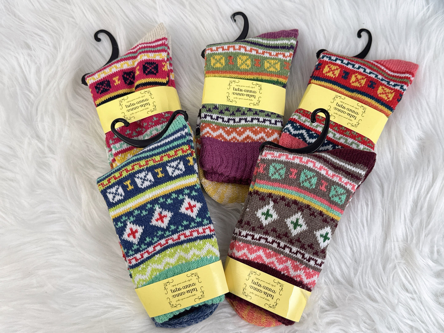 5 Pairs Geometric Pattern Socks Set (JG035)