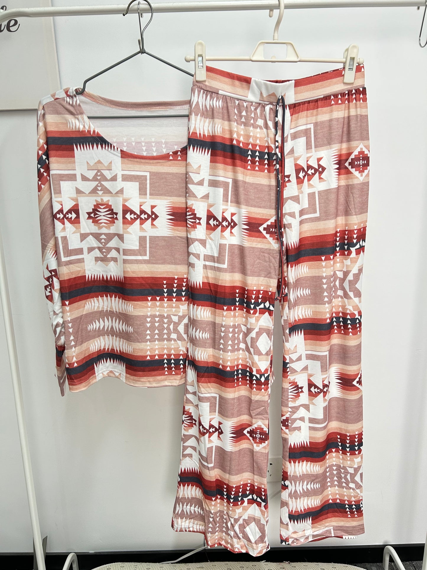 Aztec Long Sleeve Top Pants Lounge Outfit