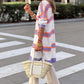 Striped Long Sleeve Ribbed Cardigan