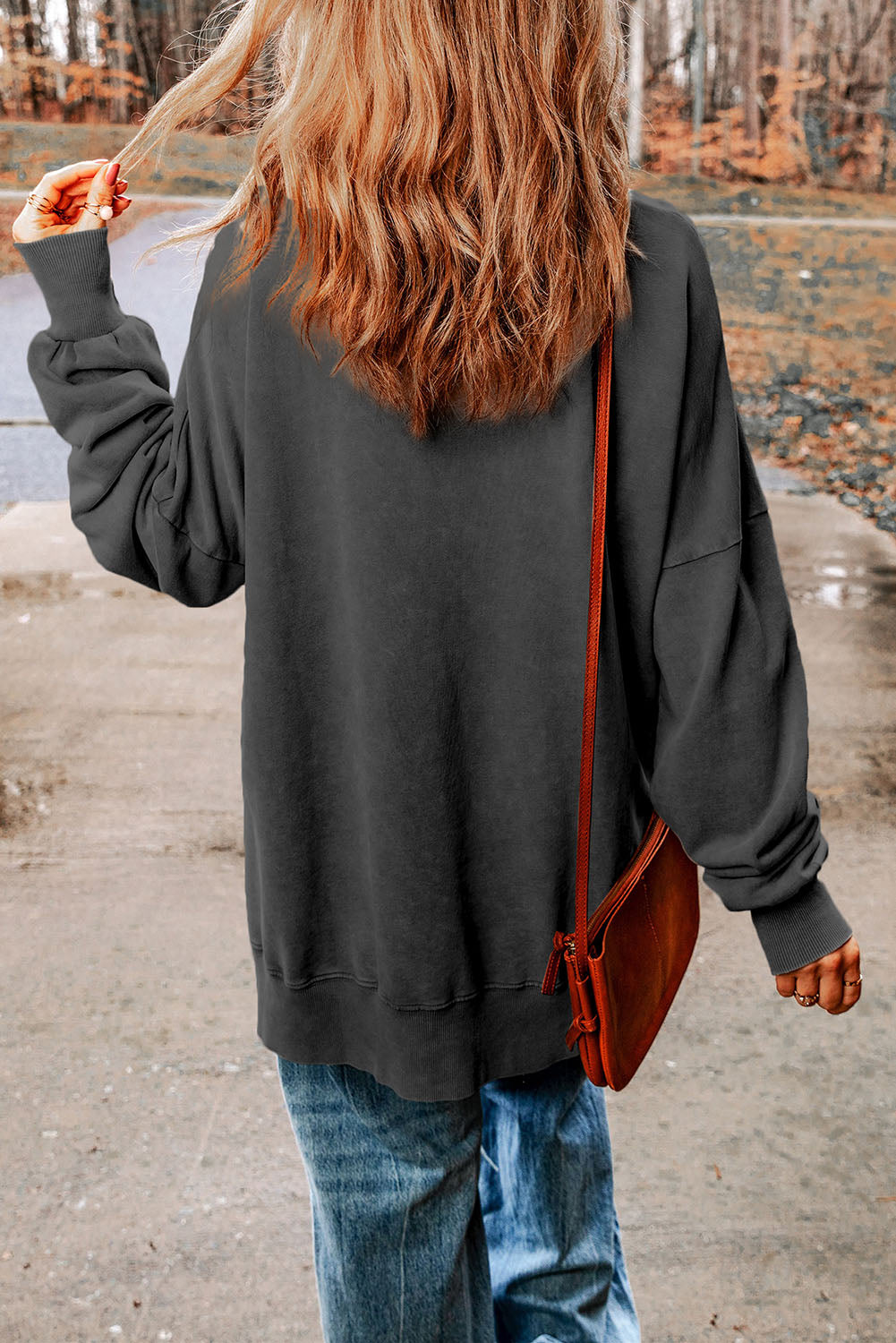 Ribbed Trim Oversized Sweatshirt