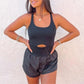 Cross Cutout Short Sports Romper