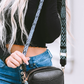 Geometric Print Strap Tassel Shoulder Bag