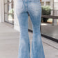 High Waist Buttoned Distressed Flared Jeans