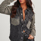 Leopard Vintage Raw Hem Denim Jacket