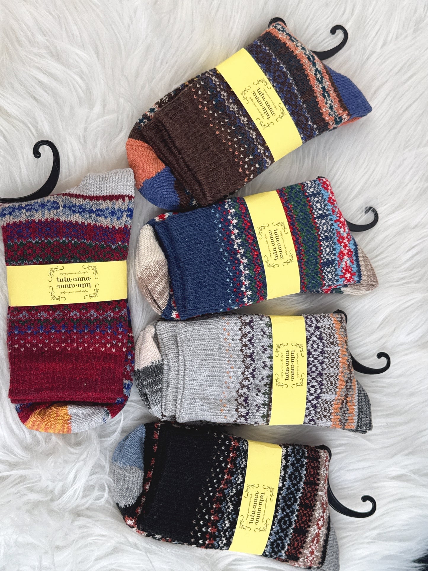5 Pairs Fair Isle Micro Pattern Socks Set (JG030)