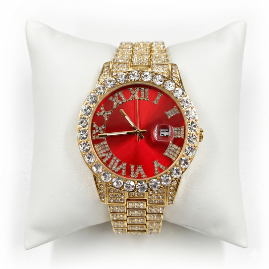 Diamond Red Gold Band Watch