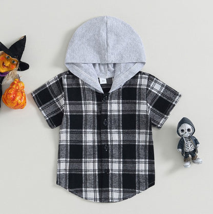 Halloween Plaid Hood Shirt