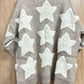 Star Textured Sweater Pockets Cardigan