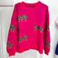 Leopard Pattern Drop Shoulder Knit Sweater