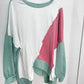 Colorblock Stitching Irregular Hem Long Sleeve Top