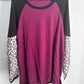 Leopard Colorblock Long Sleeve Plus Size Top