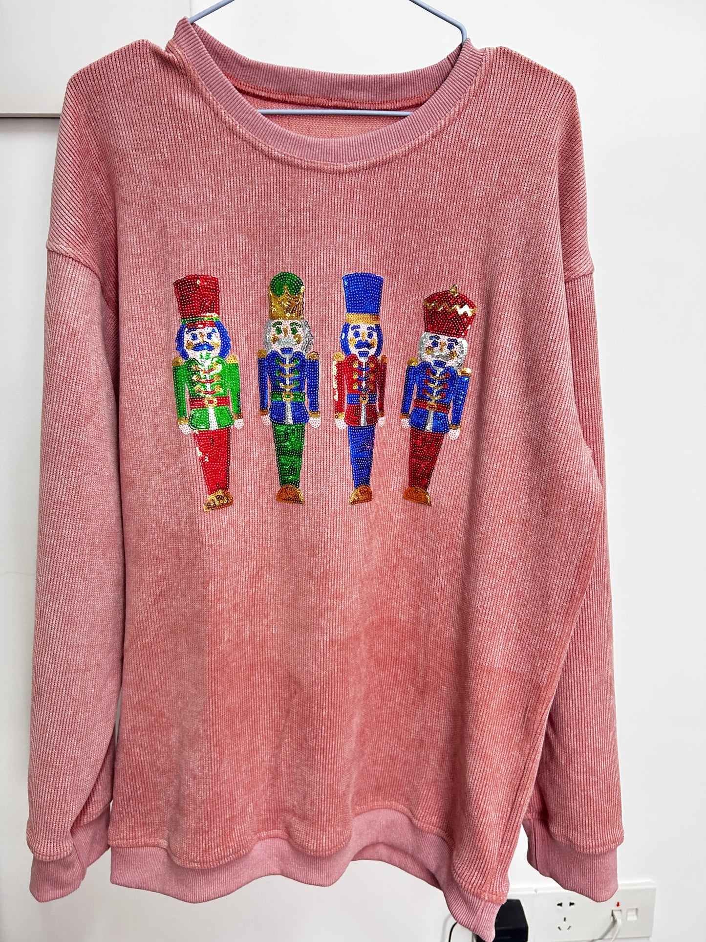 Sequined Nutcracker Doll Corded Baggy Sweatshirt