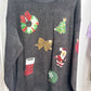 Sequined Santa Claus Corded Sweatshirt