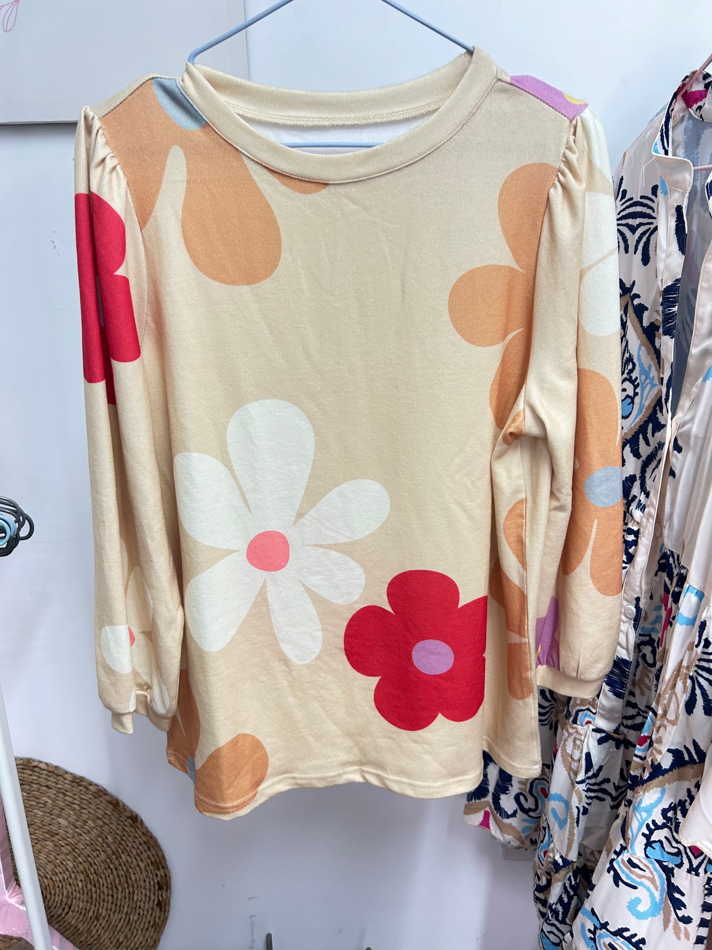 Flower Print Bracelet Sleeve Top