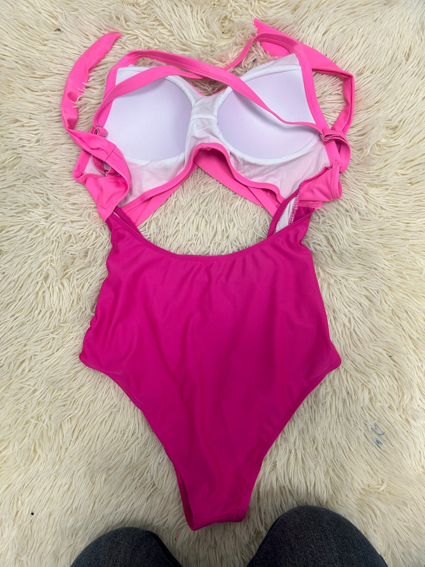 2-tone Crossed Cutout Backless Monokini